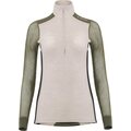 Aclima Woolnet Hybrid Mock Neck Womens Beige Melange / Olive Night / Jet Black