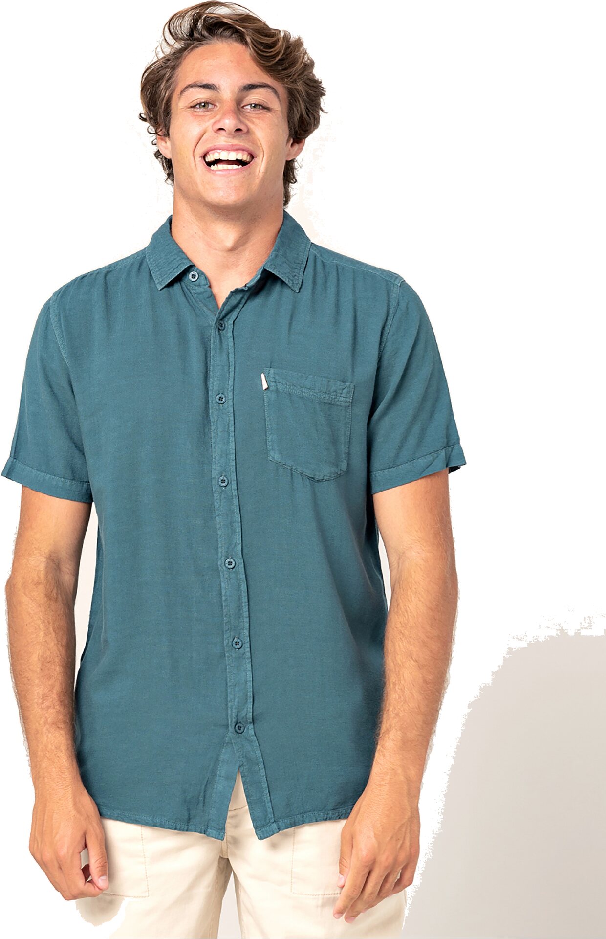 Rip Curl New Ventura Short Sleeve Shirt Mens Mid Blue