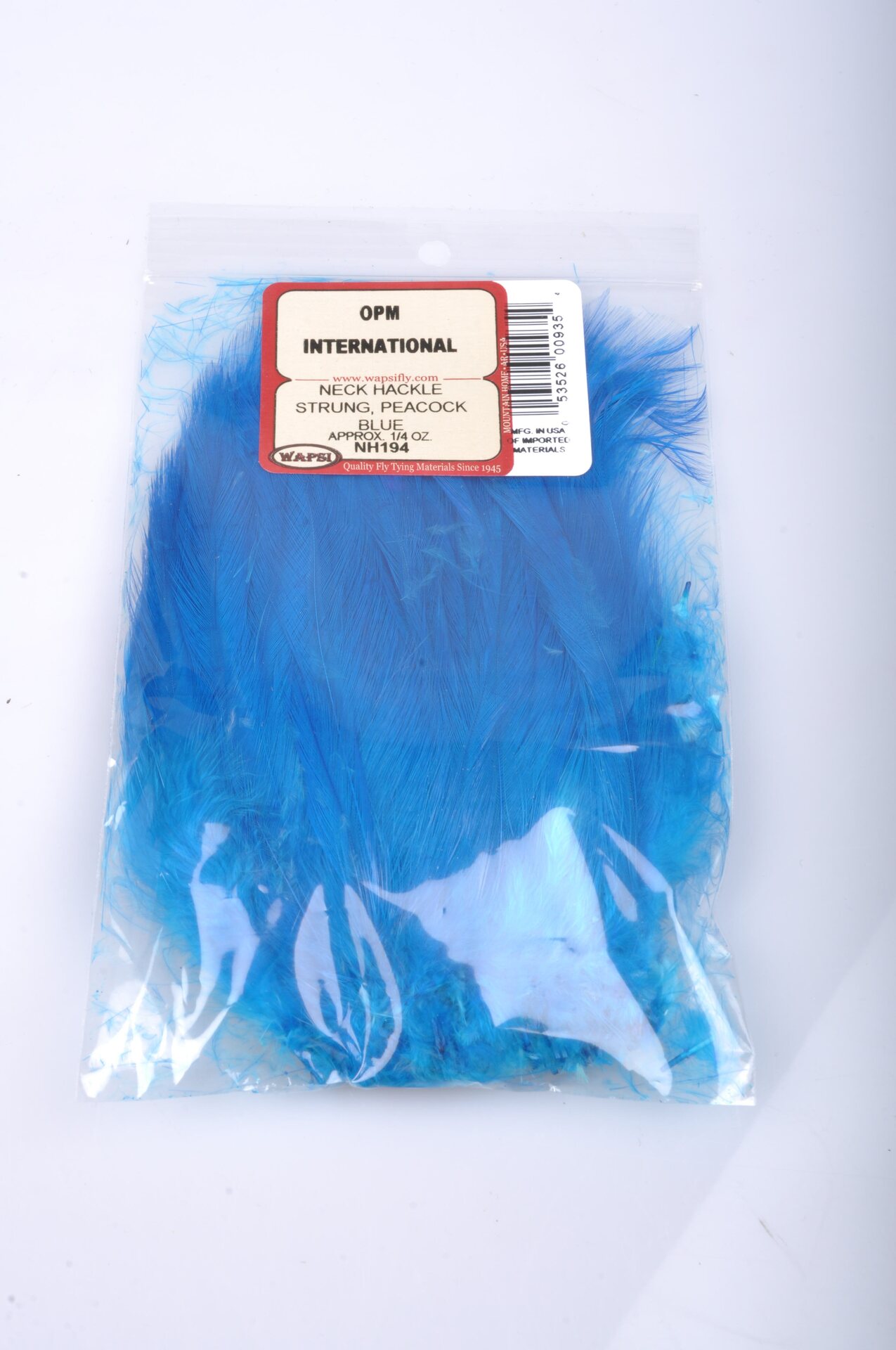 Wapsi Neck Hackle Strung, Kukon häkilä sulkia Peacock Blue