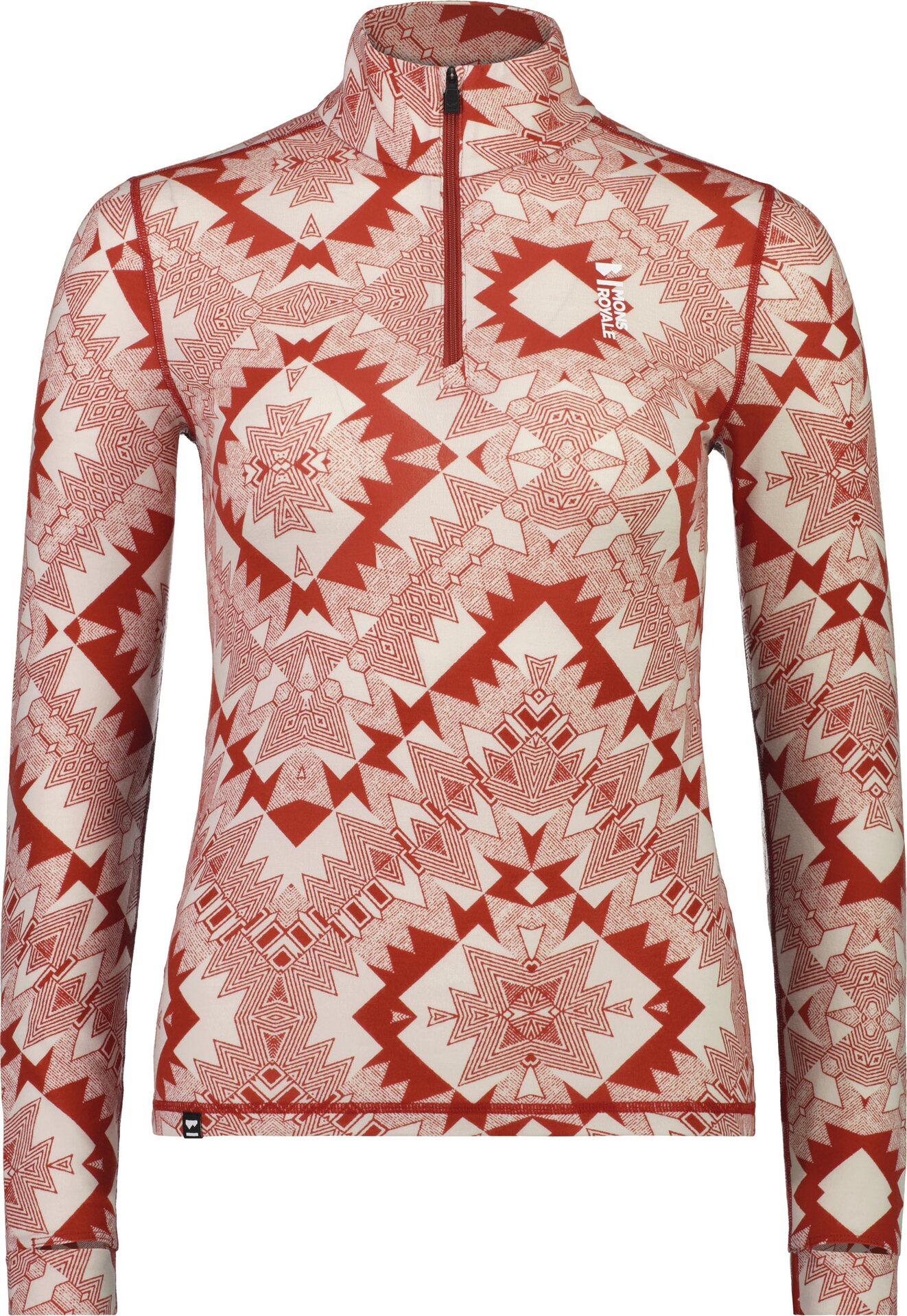 Mons Royale Cascade Merino Flex 200 1/4 Zip Womens Retro Red Nordtek