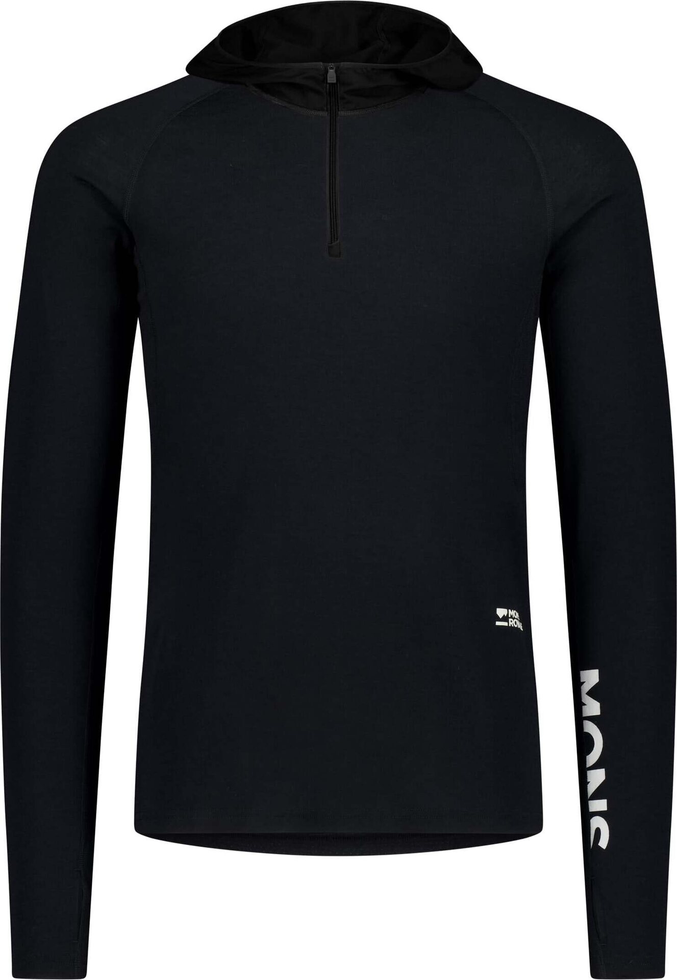 Mons Royale Temple Merino Long Sleeve Hood Mens Black