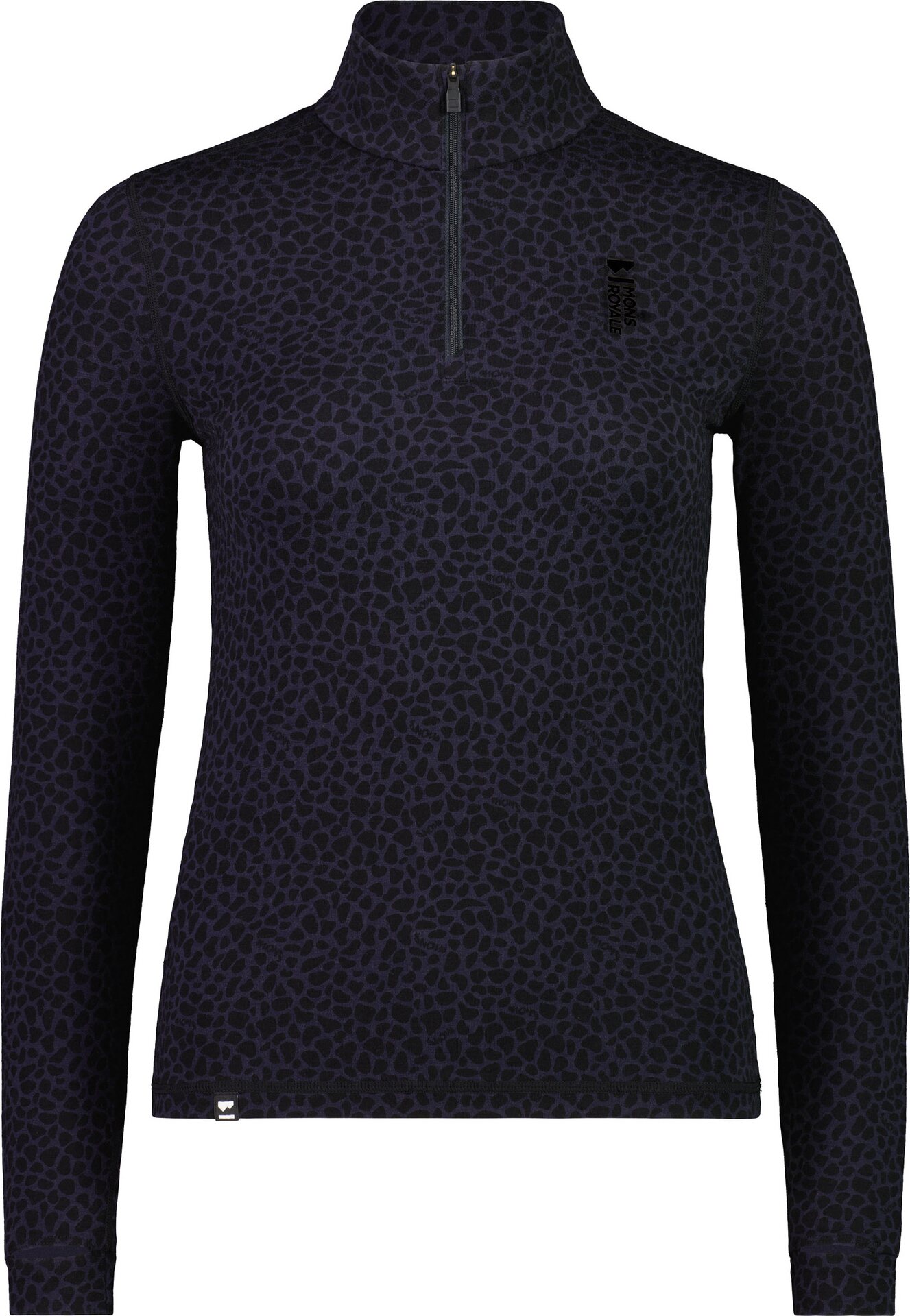 Mons Royale Cascade Merino Flex 200 1/4 Zip Womens Arctic Leopard