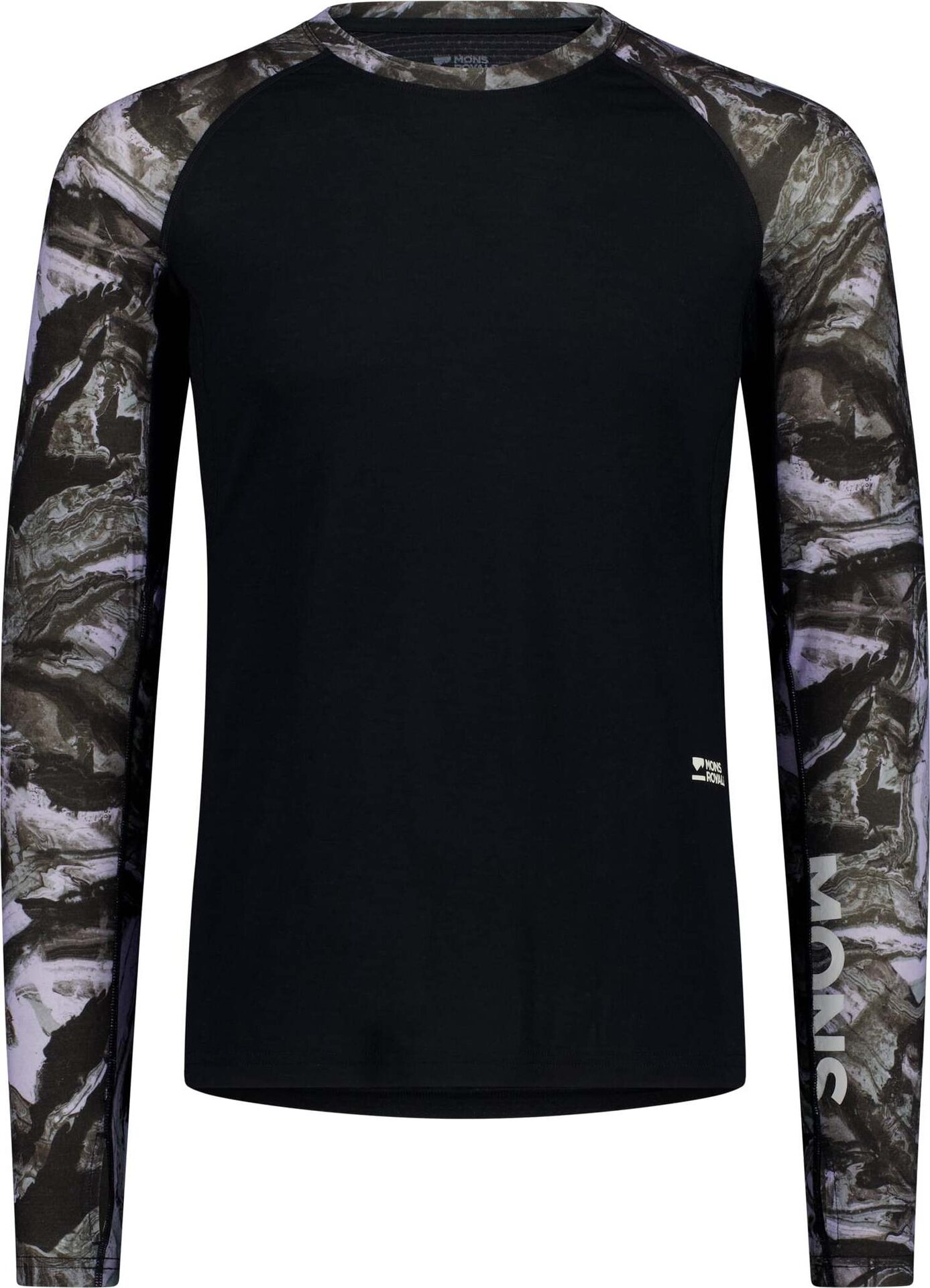 Mons Royale Temple Merino Long Sleeve Mens Rock Camo / Black