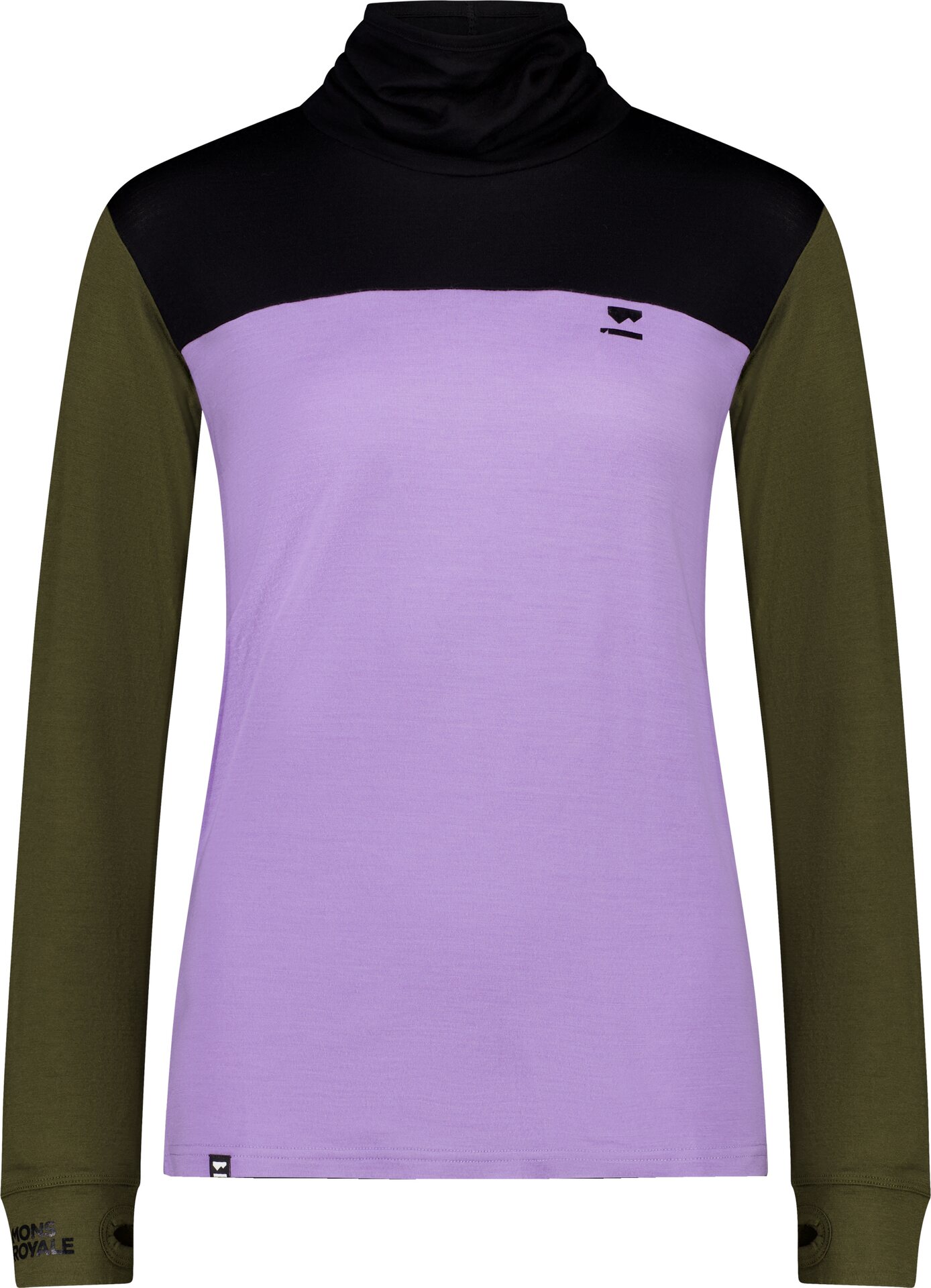 Mons Royale Yotei BF High Neck Womens Lupin / Dark Olive / Black