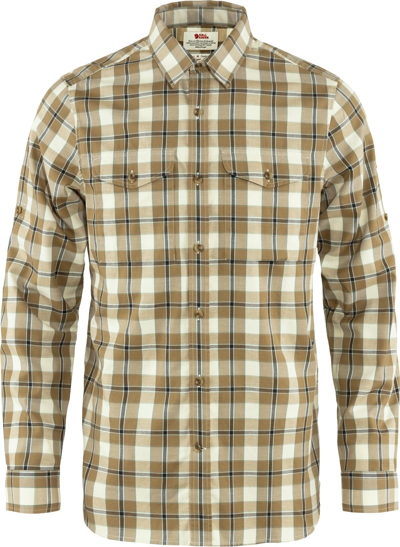 Fjällräven Singi Flannel Shirt Long Sleeve Mens Buckwheat Brown / Patina Green (232-614)