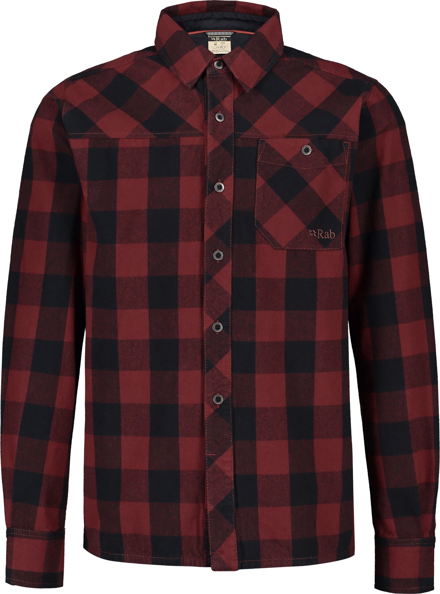 Rab Boundary Brushed Cotton Shirt Mens Oxblood Red Check