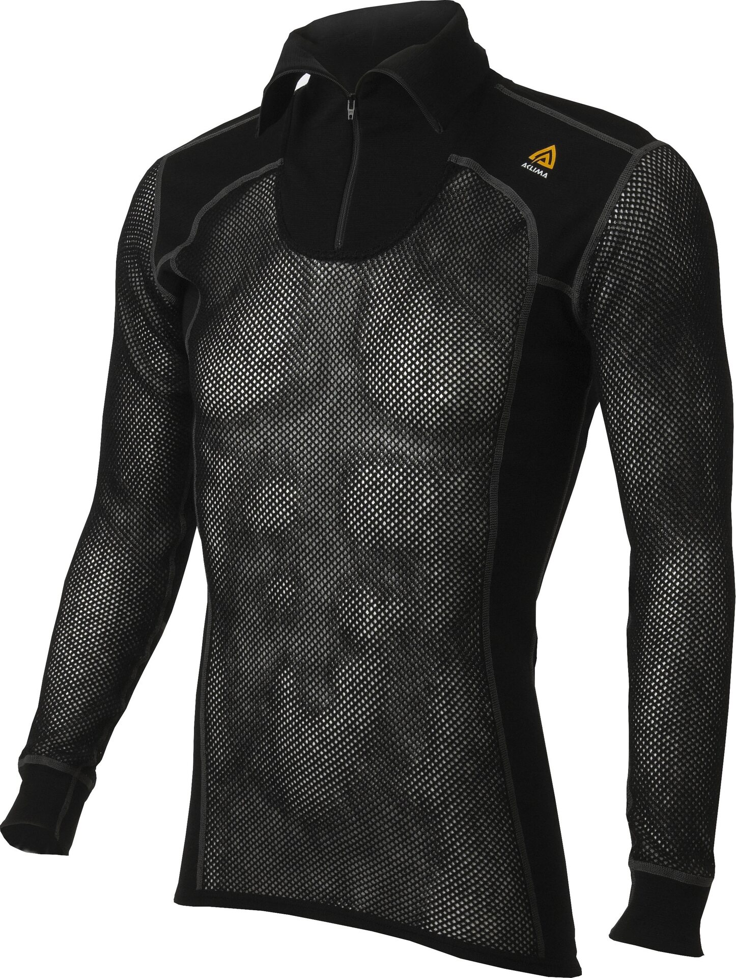 Aclima Woolnet Polo w/Zip Mens Jet Black