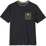 Patagonia Shop Sticker Pocket Responsibili-Tee Mens Black w/ Basin Green