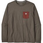 Patagonia Long-Sleeved Shop Sticker Pocket Responsibili-Tee Mens Marlow Brown