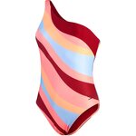 Speedo Printed Asymetric 1 Piece Womens Oxblood / Soft Coral / Blue Tack / Nectarine