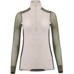 Aclima Woolnet Hybrid Mock Neck Womens Beige Melange / Olive Night / Jet Black