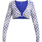 Roxy Artsy Tile Long Sleeves Crop Surf Top Womens Dazzling Blue Tile