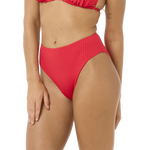 Rip Curl Premium Surf Retro High Good Coverage Bikini Bottom Hibiscus Red