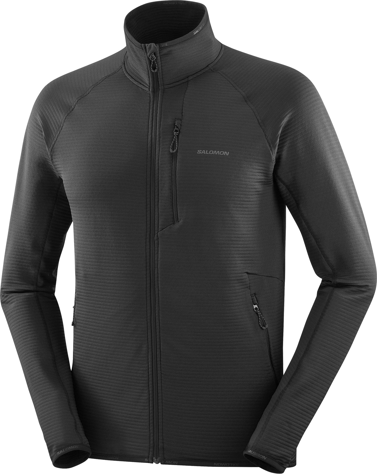 Salomon Essential Lightwarm Full Zip Mens Deep Black