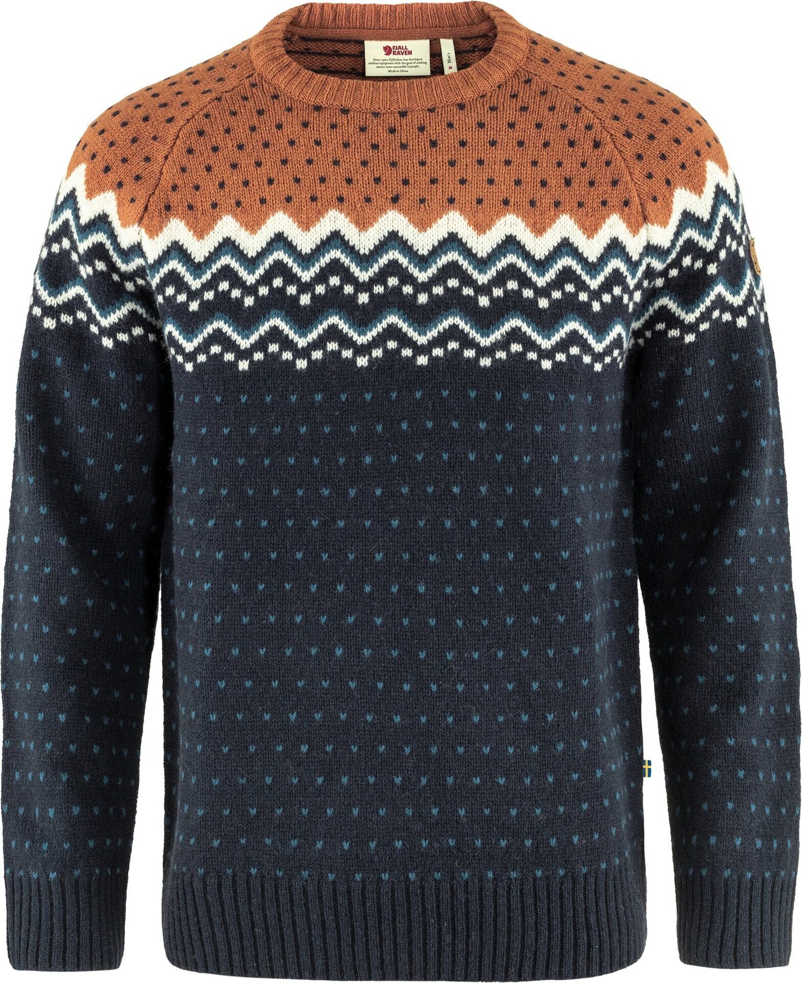 Fjällräven Övik Knit Sweater Mens Dark Navy / Terracotta Brown (555-243)