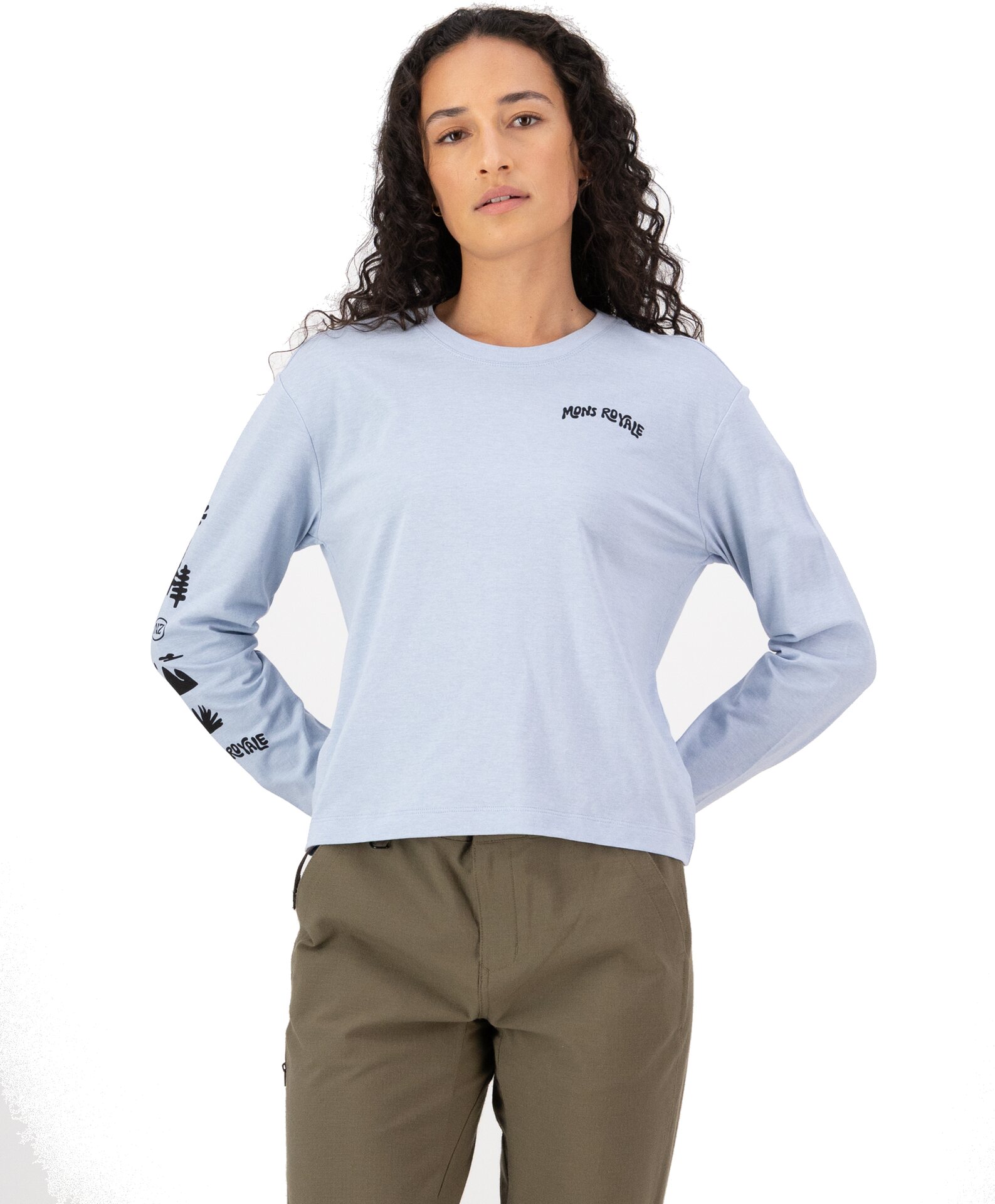 Mons Royale Yonder Merino Organic Cotton LS Womens Frost