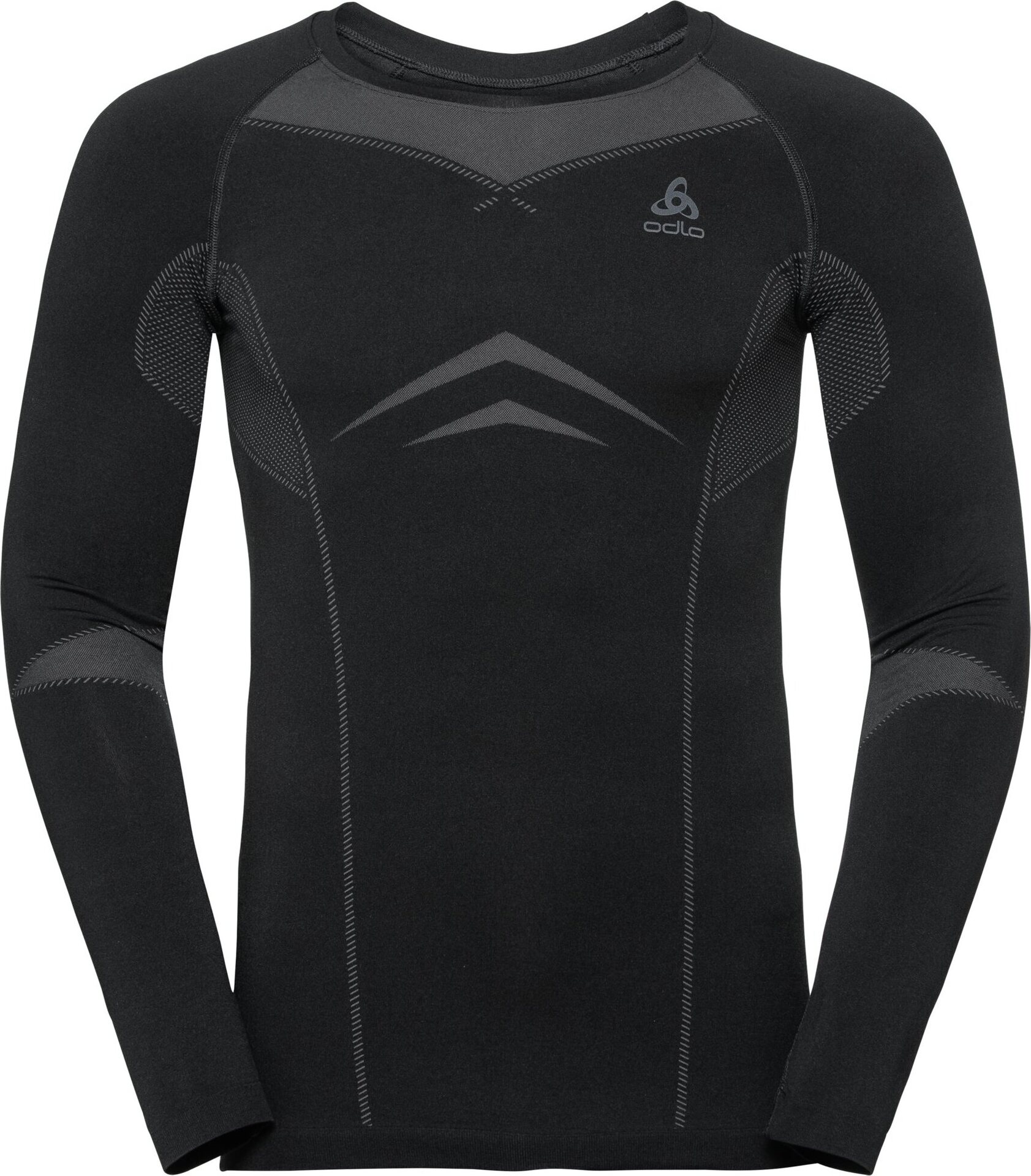 Odlo Fundamentals Performance Warm BL Top Crew Neck Long Sleeve Mens Black - Odlo Graphite Grey