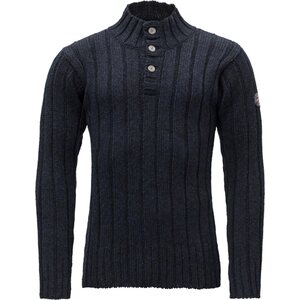 Devold Nansen Wool Button Neck Mens, Dark Blue Melange, XS