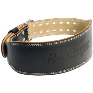 Harbinger 4" Padded Leather Belt, Black, XL (37-42")