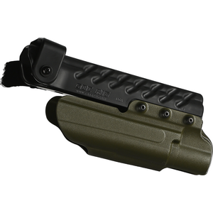 G-Code SOC Light Bearing Holster, OD Green, Brushed Aluminium RTI Hanger, Glock 17 with Surefire X-300B, Right