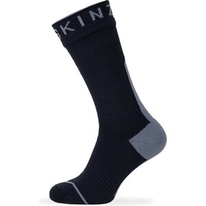 Sealskinz Briston Waterproof All Weather Mid Length Sock with Hydrostop, Black / Grey, XL