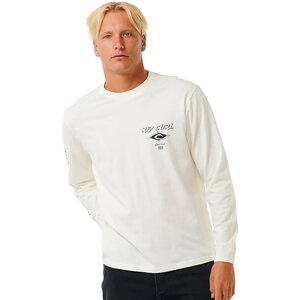 Rip Curl Fade Out Icon LS Tee Mens, Bone, S