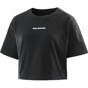 Salomon Logo Twist Short Sleeve Womens, Deep Black, L