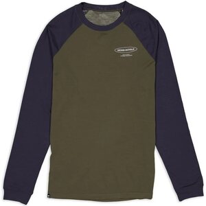 Mons Royale Icon Merino Raglan Long Sleeve Mens, Dark Olive / 9 Iron, M