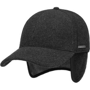 Stetson Baseball Cap Wool/Cashmere Ear Flaps, Anthra Melange, 55/S