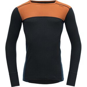 Devold Lauparen Merino 190 Base Shirt Mens, Flame/Ink/Flood, S