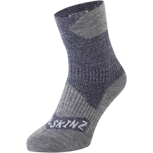 Sealskinz Bircham Waterproof All Weather Ankle Length Sock, Navy Blue / Grey Marl, XL