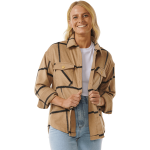 Rip Curl The Search Flannel Shirt Womens, Beige, XL