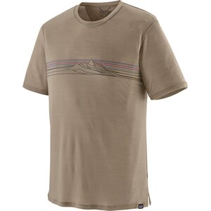 Patagonia Cap Cool Merino Blend Graphic Shirt Mens, Strata Stripe: Seabird Grey, L