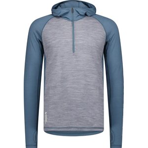 Mons Royale Temple Merino Air-Con Hood Mens, Grey Heather/Goblin Blue, S