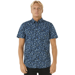 Rip Curl Florar Reef Short Sleeve Shirt Mens, Washed Navy, L