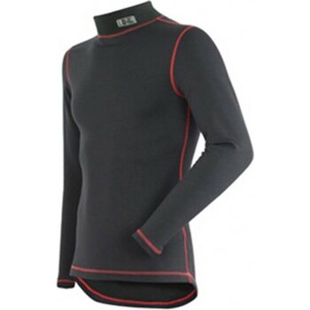 KWARK Power Stretch Long Sleeve Shirt Mens, Black/Red, XL