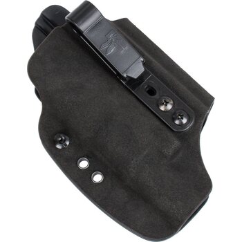 G-Code Shadow Eclipse 3 Hole Clips Holster, Black Fuzz / Black Kydex, RMR Cut, Glock 19 (Gen5) /w Surefire X300-B, Right