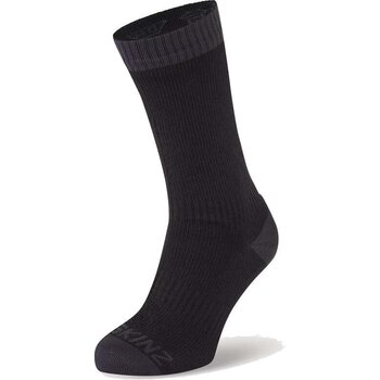 Sealskinz Wiveton Waterproof Warm Weather Mid Length Sock, Black / Dark Grey, XL