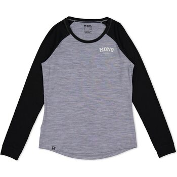 Mons Royale Icon Merino Air-Con Raglan Womens, Grey Heather / Black, S