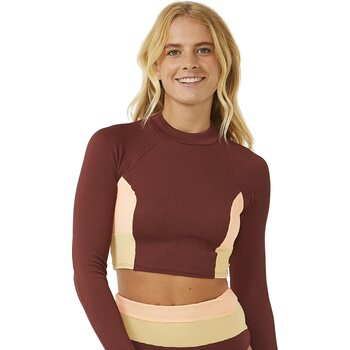 Rip Curl Block Party Spliced Crop Long Sleeve Womens, Plum, XL