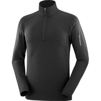 Salomon Essential Lightwarm Half-Zip Mens, Deep Black, S