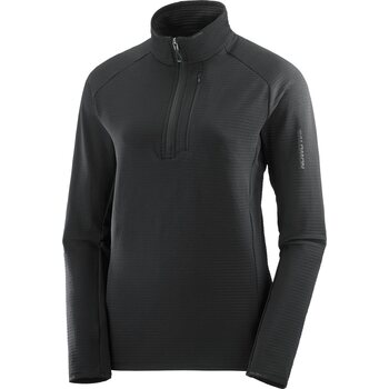 Salomon Essential Lightwarm Half-zip Womens, Deep Black, XS