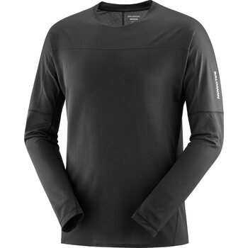 Salomon Sense Aero Long Sleeve Tee Mens, Deep Black / Deep Black, XL