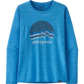 Patagonia Long-Sleeved Capilene Cool Daily Graphic Shirt Womens, Ridge Rise Moonlight: Vessel Blue X-Dye, XL