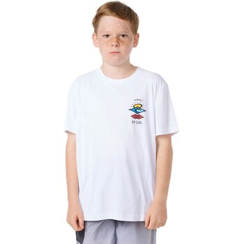 Rip Curl Icons Surflite SS Rash Vest Boy, White, 8