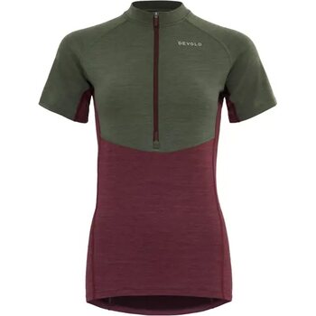 Devold Standal Tee Zip Neck Womens, Beetroot, L