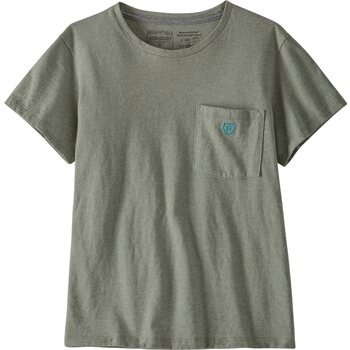 Patagonia Clean Climb Bloom Pocket Responsibili-Tee Womens, Sleet Green, M