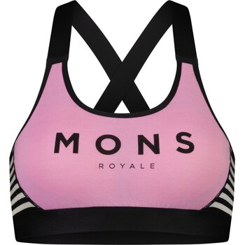 Mons Royale Stella X-Back Bra, Pink Stripe, M