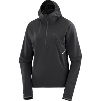 Salomon Sense Aero Hybrid Half Zip Hood Jacket Womens, Deep Black, L