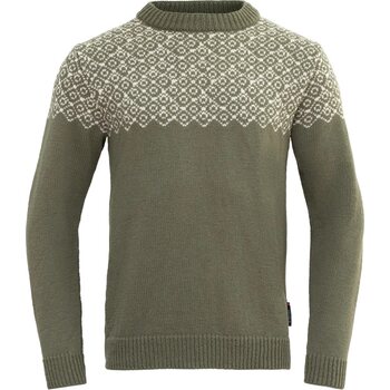 Devold Bjørnøya Sweater Crew Neck, Lichen/Offwhite, L